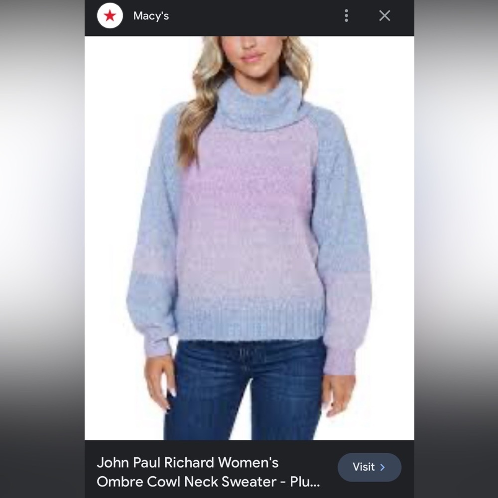 50%offw❤️ NWT John Paul Richard Ombre Cowl Neck Sweater sale wool blend M